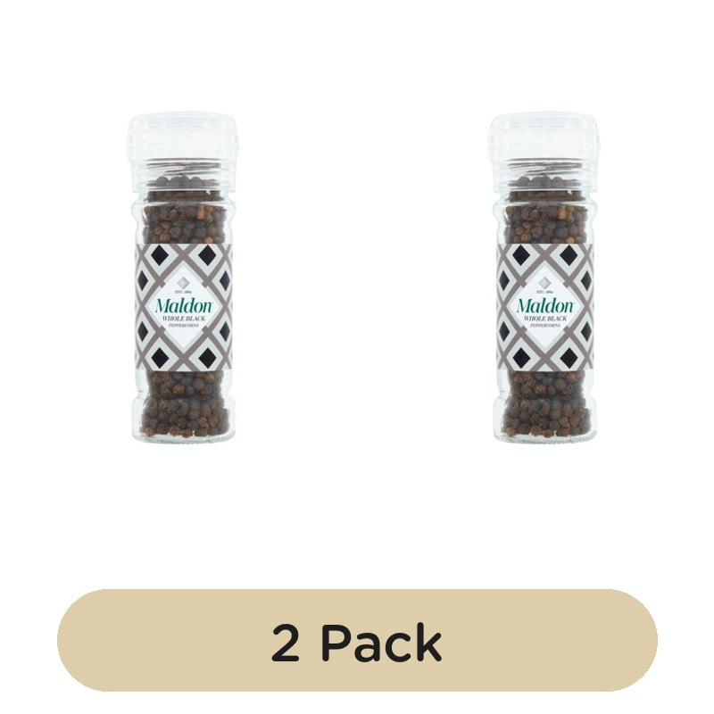 Maldon Salt Perfectly Crushed Pepper Grinder 50g, British Import (Pack of 2)