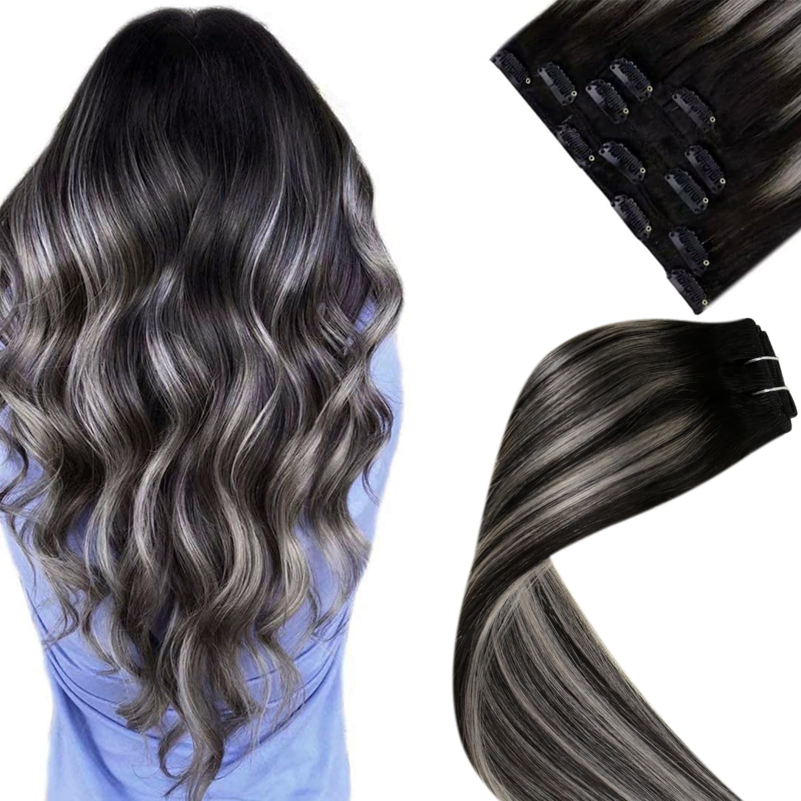 Human hair extensions ombre clip in online