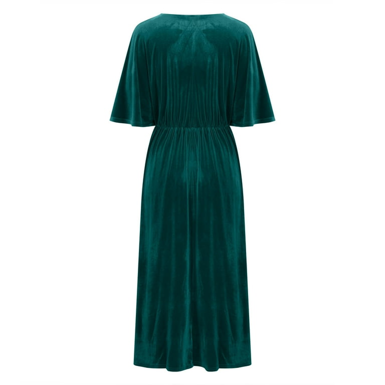 green velvet t shirt dress Pomander Place Hunter Green Velvet Samantha Dress Hunter Green / S main image 0