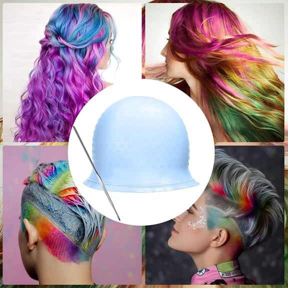 TUWAFE Silicone Highlighting Cap for Hair Dye with Hook,Hairdressing Tool White