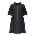 thumbnail image 4 of Weiqiqre Casual Dresses for Women Zip Up Cap Sleeve V Neck Casual Flowy Midi Dresses with Pockets, 4 of 6