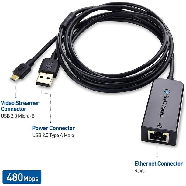 Cable Matters Adaptateur Ethernet Fire Stick, Adaptateur Micro USB vers Ethernet  pour Fire TV Stick (2e génération), 