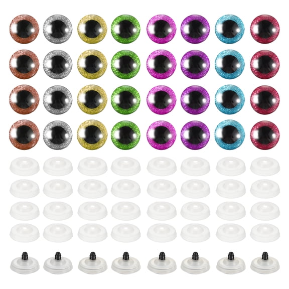 Uxcell 12mm Flash Safety Eyes, 30 Pcs Colorful Crocheting Safety Eyes, 8 Colors