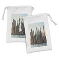 thumbnail image 1 of NYC Fabric Pouch Set of 2, Manhattan New York City Skyline and Shore with Vibrant Colored Sunset Panorama, Small Drawstring Bag for Toiletries Masks and Favors, 9" x 6", Multicolor, by Ambesonne, 1 of 2