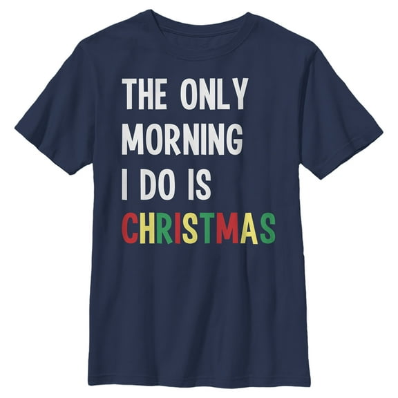 Boy's Lost Gods Christmas Morning Graphic Tee Navy Blue Large