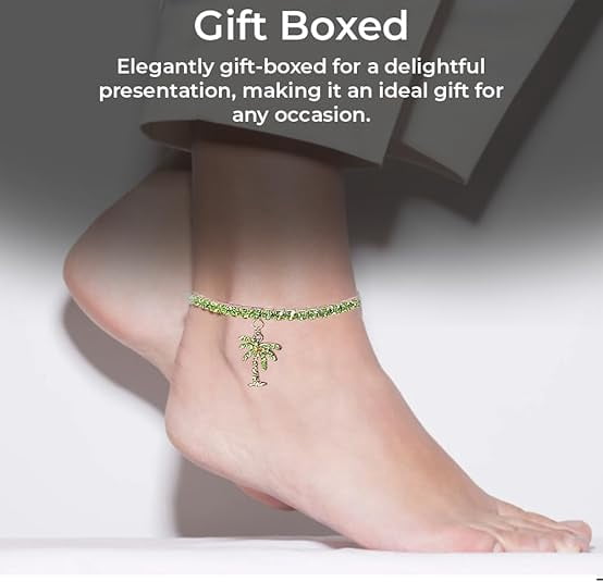 Crystal Palm Tree Anklet, Adjustable Stretch Ankle Bracelet, Summer Beach Foot Jewelry for Women