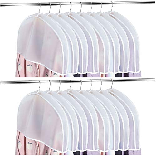24 Pcs 2" Gusseted Shoulder Covers for Hanging Clothes 24" x 12" Plastic Garment Dust Covers Protectors for Closet Storage Suit,Coats,Jackets,Dress Closet Storage(Translucent)