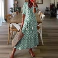thumbnail image 4 of Camel Floral Print V-Neck Loose Midi Dress With Tassel Detail, 4 of 8