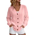 thumbnail image 2 of TRUBKH Cardigan for Women's Button Down Cardigan Open Front Cardigan Sweaters Pullover Cardigan Cute Cardigan Sweaters Crochet Tops Pullovers Tops Teacher Outfits Pink 2XL, 2 of 4