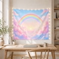 thumbnail image 5 of Centered Pastel Rainbow Above Symmetrical Cloud Layers, Serene Illustration for Sky Lovers, Rainbow Wall Art, Housewarming Gift, Tapestry Wall Hanging for Bedroom and Studio, 5 of 7