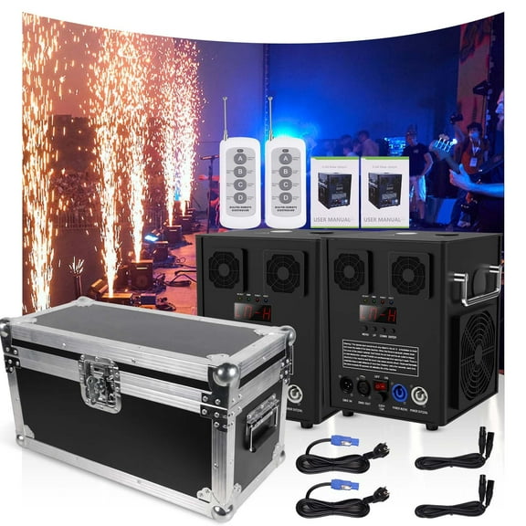 2 Pack 700W Cold Spark Machine 6.6-16ft for DJ Special Effect with Flaght Case for Weding Party