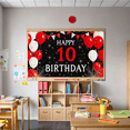 thumbnail image 4 of Black Background 10th Birthday Banner with Red White Balloons and Polka Dot Bunting Happy Birthday Party Supplies Photography Props Decors for Birthday Party Celebration Event Decorations, 4 of 7