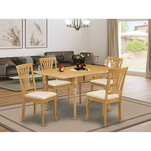 East West Furniture Dining Room Set Oak, MZAV5-OAK-C
