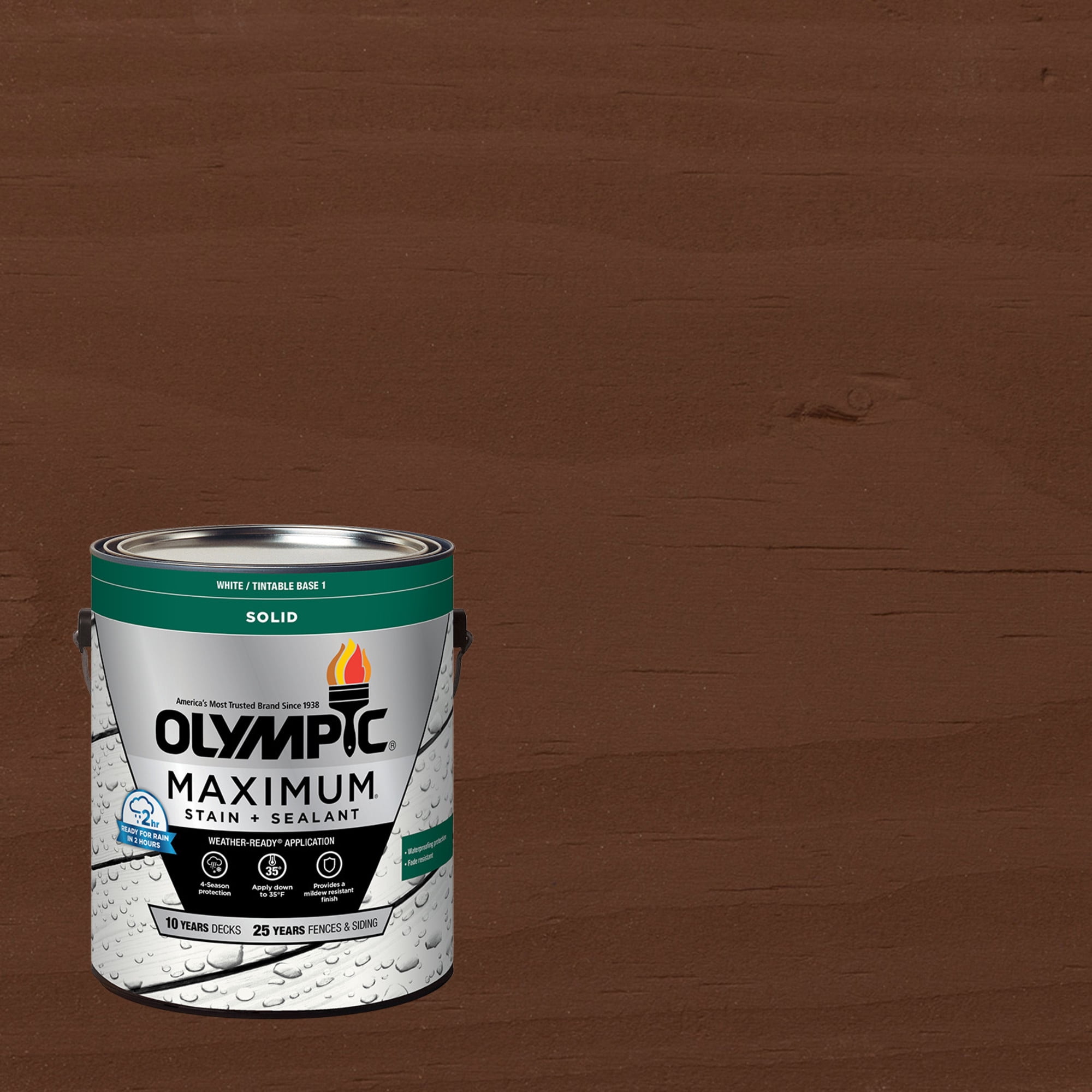 (2 pack) Olympic Maximum 1 Gallon SC-1069 Russet Solid Color Exterior Stain and Sealer in One