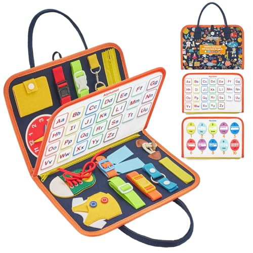 Busy Board Toddler Travel Toys Sensory Toys for Toddlers 1 2 3 4,Montessori Learning Toys for Toddlers Activities Board,Educational Toys for 3 4 Year Old Boys Girls Gift,Classy