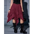 thumbnail image 6 of Women'S Renaissance Flowy Fairy Skirt Y2k Contrast Lace Layered Asymmetrical Midi Skirts Deep Red S, 6 of 9