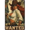 thumbnail image 1 of Vintage Signs Cowgirl Wanted Metal Tin Sign Funny Wall Decor For Kitcen Garage Farmhouse Backyard Home 12×8 Inch, 1 of 5