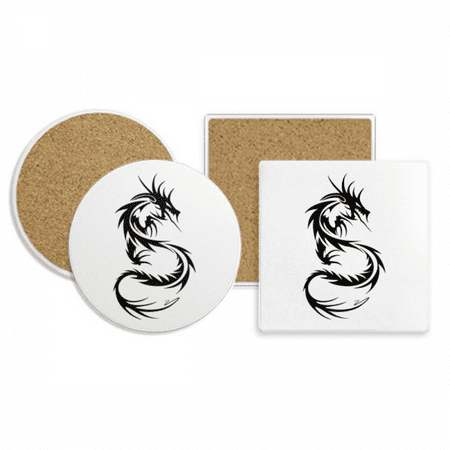 

Dragon Animal Art Grain Outline Coaster Cup Mug Holder Absorbent Stone Cork Base Set