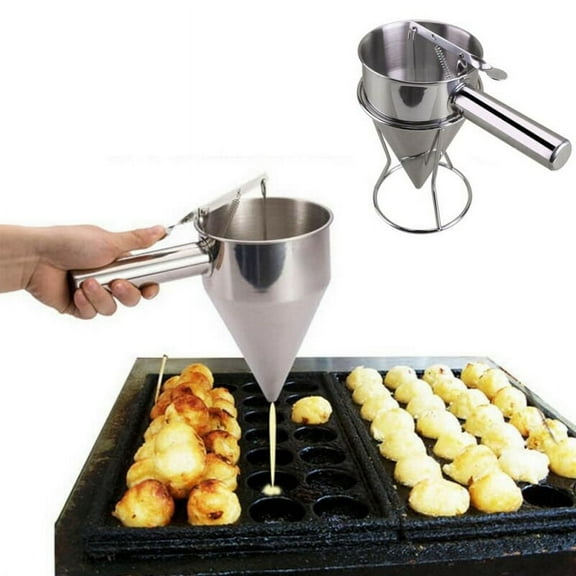 LNKOO Stainless Steel Funnel Octopus Balls Tools With Handle & Rack, Pancake Batter Dispenser, Waffle Batter Dispenser, Pancake Maker Cooking Tools