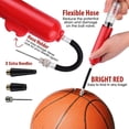thumbnail image 5 of Mini bomba infladora de bolas portátil para neumáticos de bicicleta, baloncesto, fútbol, voleibol - Bomba manual compacta de alta presión con manguera flexible, múltiples boquillas - rojo, negro, 5 of 5