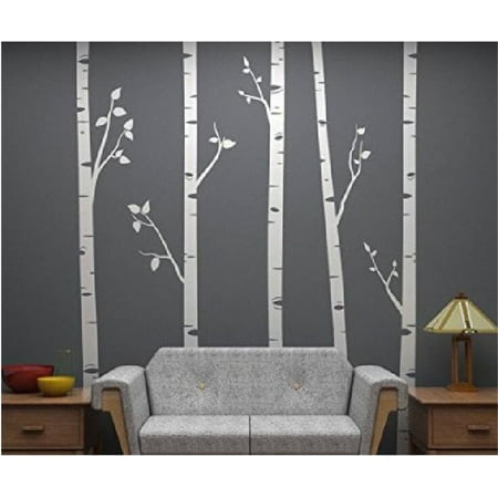 Tayyakoushi Large White Tree Wall Decal Birch Sticker For Nursery Living Room Home Decor Tayyakoushi Large White Tree Wall Decal Birch Sticker For Nursery Living Room Home Decor