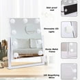 thumbnail image 4 of Lighted Makeup Mirror Hollywood Mirror Vanity Mirror with Lights, Touch Control Design 3 Colors Dimable LED Bulbs, Detachable 10X Magnification, 360°Rotation, (White) 12" L x 14" W, 4 of 7