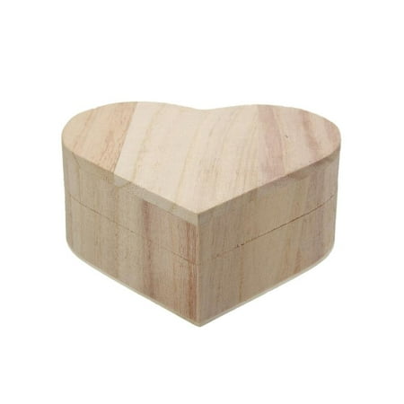 Heart Home Decor Shape DIY Wooden Wood Jewelry Box Ring Earrings Case Gift Unfinished Unpainted Plain Ready to Paint Christmas