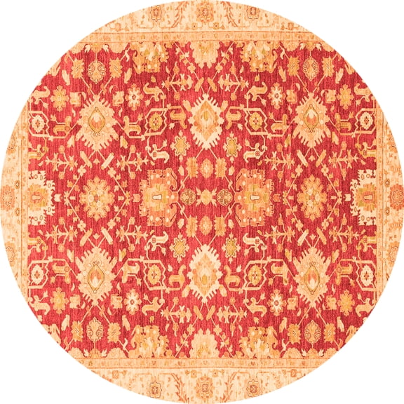 Ahgly Company Indoor Round Oriental Orange Traditional Area Rugs, 3' Round