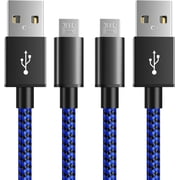 PS4 Charger Cable, 10ft 2 Pack Micro USB Cable, Nylon Braided Cord, for PS4 Slim/Pro, Xbox One S/X Controller, Micro Ports Accessories Kit, Blue