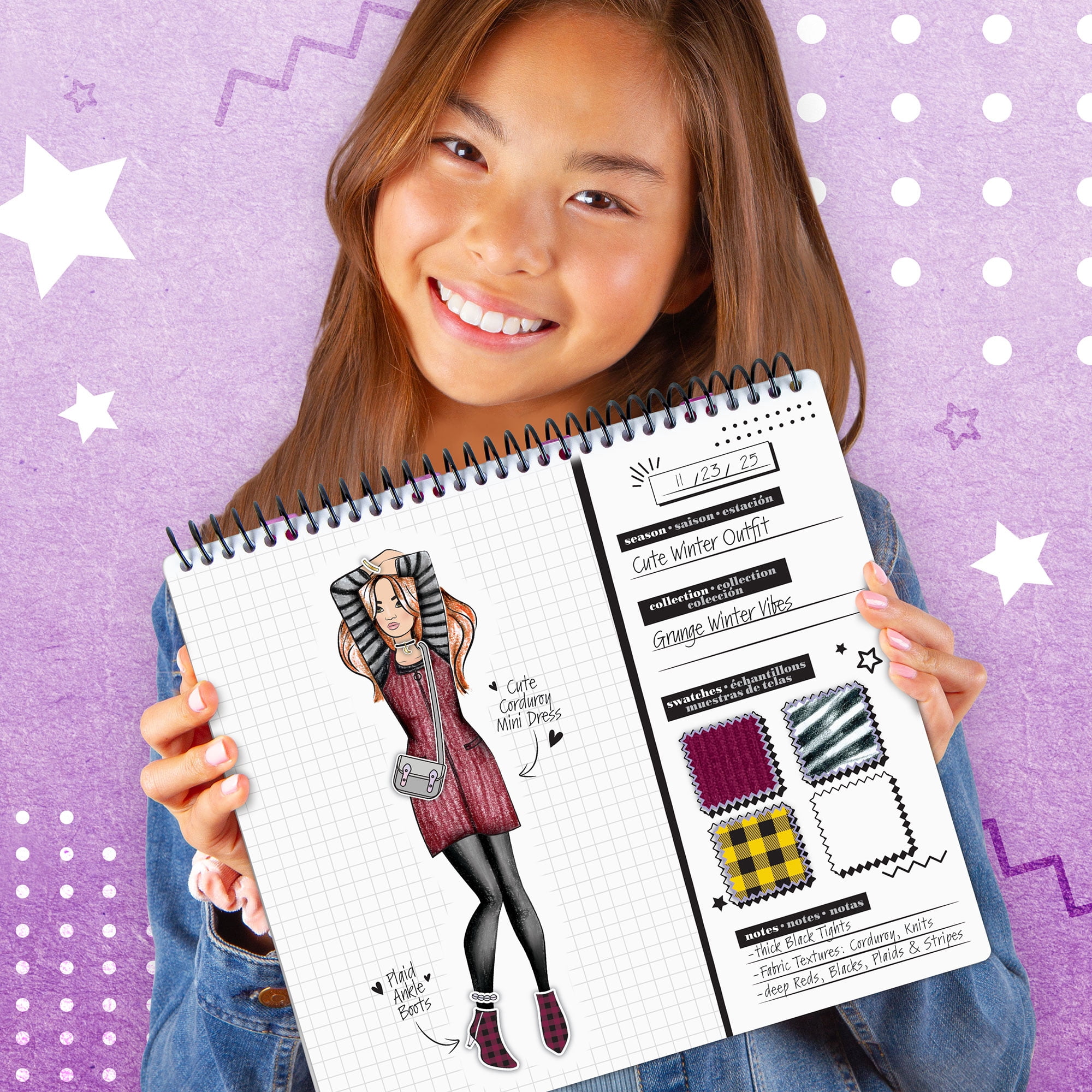 Fashion Angels: Runway Fashion Designer Sketch Set - 35 Sheet Portfolio Pad, Stencils & Stickers, Create Clothing Styles, Drawing & Activity, Kids 6+