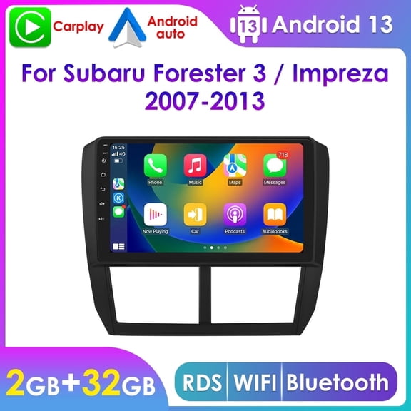 Hizpo Android 13.0 Apple Carplay 2 32GB WiFi Bluetooth Car Stereo Radio Head Unit GPS Navigation Player For Subaru Forester Impreza WRX 2008 2009 2010 2011 2012
