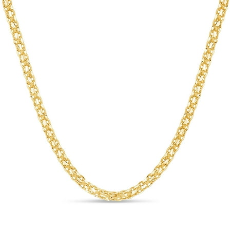 - 18k Gold Over Sterling Silver 3MM Bismark Chain Necklace 20 Inches