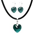 thumbnail image 1 of Juego de aretes y collar ZVEZDA de caucho con dije de corazón Plata Mexicana .925 Esmeralda, 1 of 5