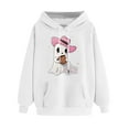 thumbnail image 4 of GaThRRgYP Womens Sweatshirts Long Sleeve V Neck Shirt,Women Long-sleeved Hooded Pocket Halloween Printed Casual Loose Sweatshirt White XXXL, 4 of 4