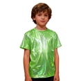 thumbnail image 4 of XIMIN Kids Girls Boys Shiny Metallic Short Sleeve T-Shirt Sparkly Glitter Top for Jazz Dance Hip Hop Performance Party Blouse, 4 of 6