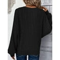 thumbnail image 5 of Women Tunic Plus Size Long Sleeve Tops Loose Fit Dressy Crew Neck Pullover Basic Sweaters Black XXL, 5 of 6