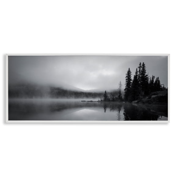 Stupell Industries Coastal Misty Lake Photography White Framed Giclee Art, 24 x 10, by Daniel Sproul