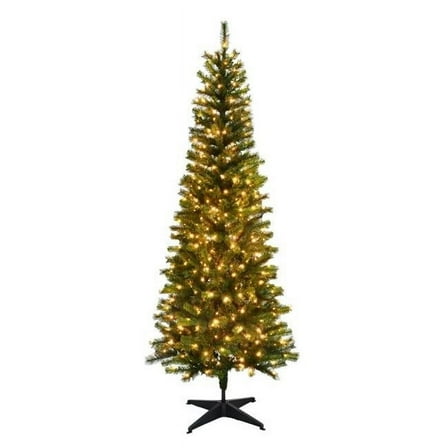7 ft. Pencil LED Highland Green Spruce Christmas Tree, Warm White - 250 Count