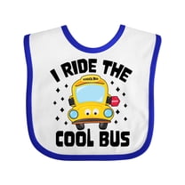 Inktastic I Ride the Cool Bus with Yellow Bus Boys or Girls Baby Bib