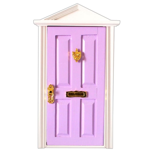 Puerta de la casa de muñecas 1/12 Casa De En Miniatura Puertas Con Hardware De Púrpura Fanmusic Puerta de la casa de muñecas