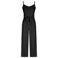 thumbnail image 4 of Samickarr Jumpsuits For Women One-Piece Suspenders With Wide Legs Women's Casual Loose Pocket Jumpsuit Button Playsuit Trousers Overalls Sling Jumpsuit, 4 of 9