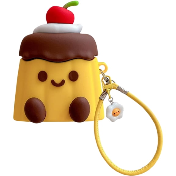 Cherry Pudding Case Compatible with AirPods Pro 3rd Generation,Cute 3D Cartoon Kawaii Soft Silicone Protector with Keychain Girls Women Shockproof Charging Cover for AirPods Pro 3