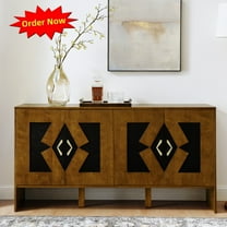 Tcbosik 60" Modern Storage Cabinet with 4 Doors, Media Console with Adjustable Shelves, Buffet Sideboard for Kitchen, Dining Room, Living Room, Walnut Brown