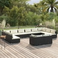 thumbnail image 1 of vidaXL 12 Piece Garden Lounge Set with Cushions Black Poly Rattan, 1 of 4