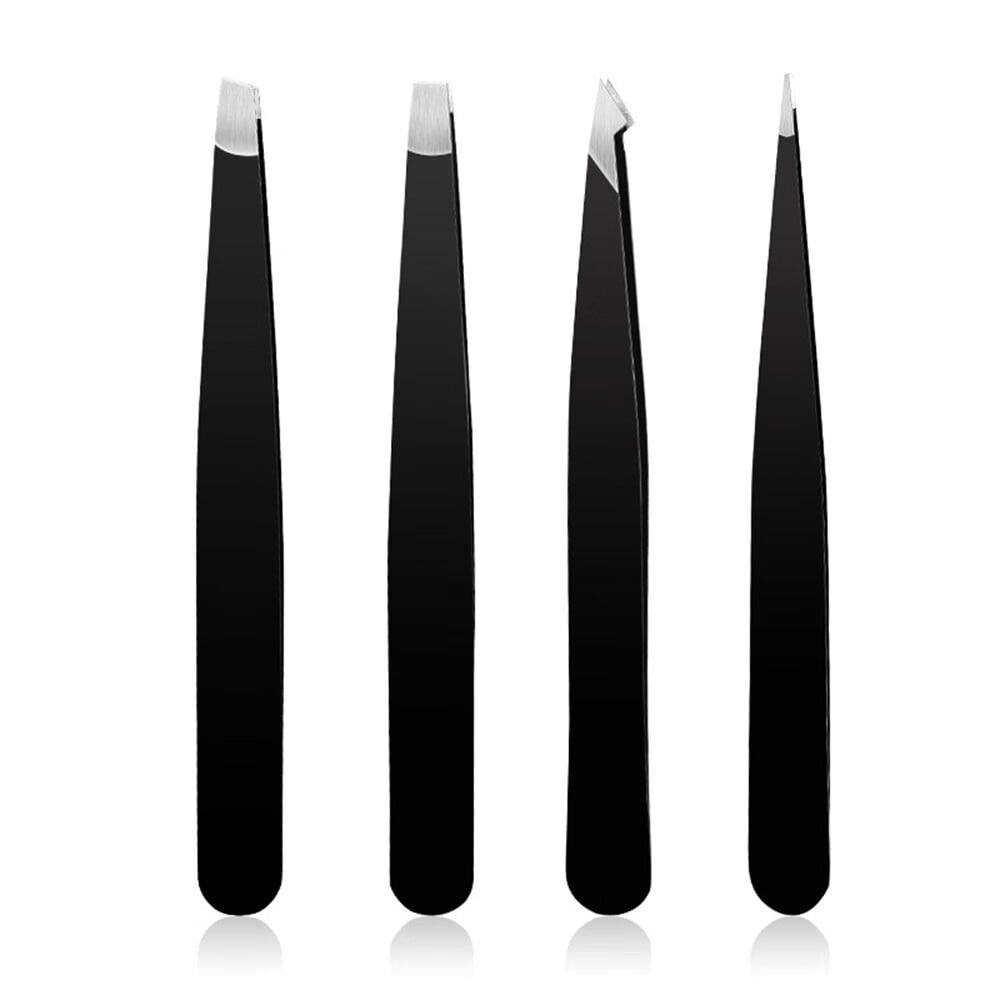 Sehao Beauty Tools Eyebrow Tweezers Set 4 Piece Professional Stainless Steel Hair Plucker For women linen