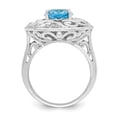 thumbnail image 5 of Auriga Fine Jewelry 925 Sterling Silver Rhodium Blue Topaz and Diamond Ring for Women Size- 8, 5 of 6