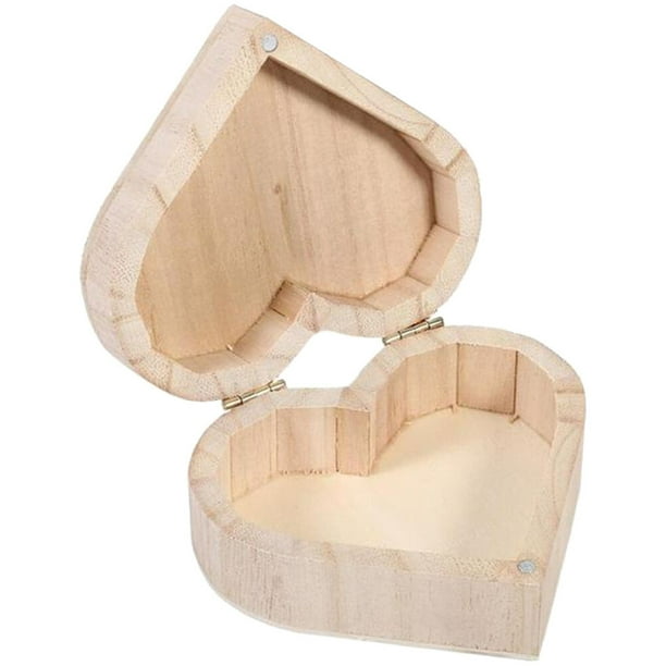 EeaseMX Joyero de madera con forma de corazón, joyero decorativo, caja de almacenamiento