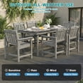 thumbnail image 2 of Erinnyees 7-Piece HDPE Outdoor Dining Set, 66.9" Marble Texture Patio Table with Umbrella Hole, and 6 All-Weather Chairs for Yard Deck Porch, Gray, 2 of 9