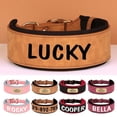 thumbnail image 2 of Wide Personalized Dog Collar PU Leather Customized Dogs Tag Collars Soft Pet Collar for Small Medium Large Dogs Pitbull Buldog ShopWise Round, 2 of 14