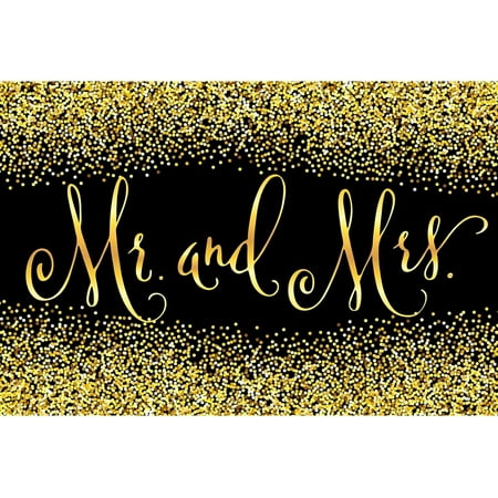 Mr & Mrs Engagement Backdrop Black Gold Glitter Couples Wedding Photography Background Bride Room Engaged Ceremony Anniversary Bridal Shower Party Backdrops Decor Portrait Banner Decor